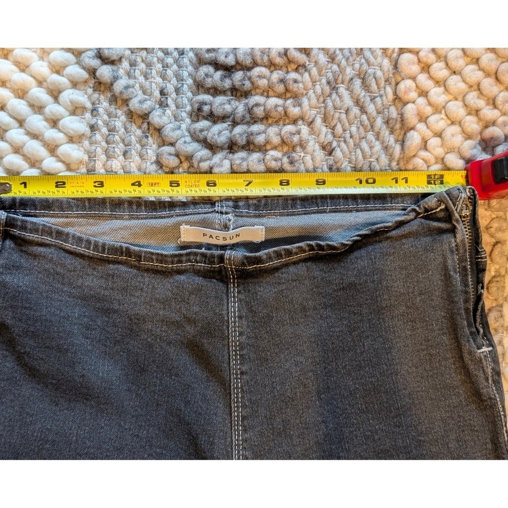 PacSun Charcoal Gray Side Zip Flare Jeans Contrast Stitch size 25x32 Retro Y2k - Picture 7 of 10